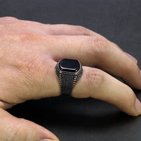 Men Onyx Silver Ring-ring-Golonzo
