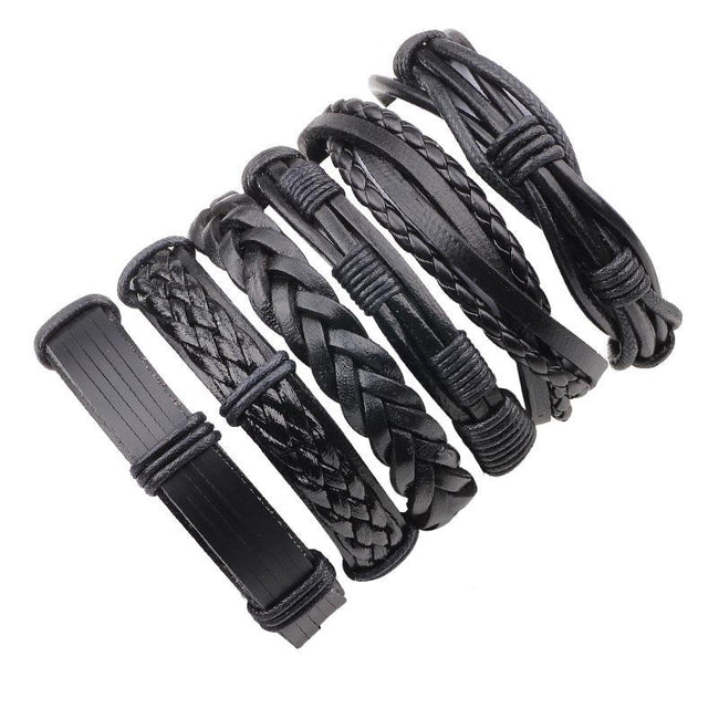 Vintage Casual Leather Charm Bracelets - Multilayer Braid Wrap Bangles-Bracelet-Golonzo