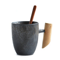 Vintage Ceramic Coffee Mug with Wood Handle-Mugs-Golonzo