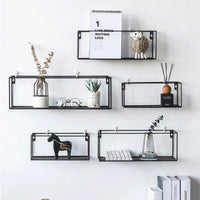 Wall Storage Rack Simple Wrought Iron Grid Wall Shelf Nordic Creative Home Wall Hook-Storage Holders & Racks-Golonzo