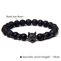 Fenrir Wolf Charm Bracelets - Natural Black Lava Stone Bracelets + Tiger Eye Bracelets-Bracelets-Golonzo