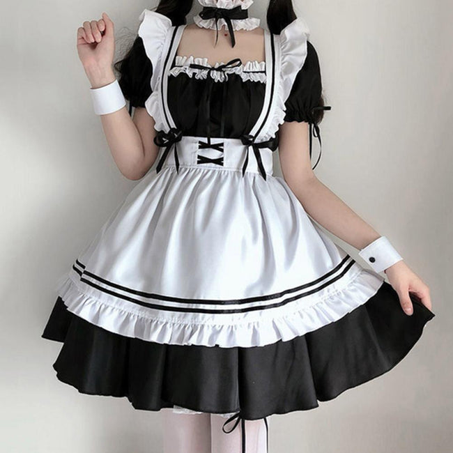 Cute Maid Outfit Long Dress Black And White Dresses-Costumes-Golonzo