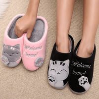 Women Winter Home Slippers Cartoon Cat Shoes-Women Shoes-Golonzo