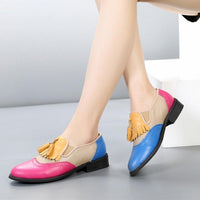 Women oxford Spring shoes genuine leather-Women Shoes-Golonzo