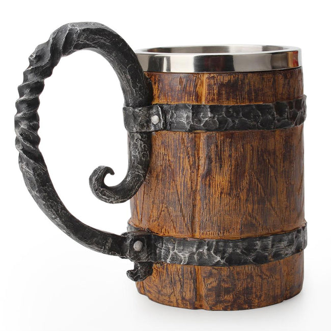 Wooden barrel Stainless Steel Resin 3D Beer-Coffee and Tea Cups-Golonzo