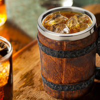 Wooden barrel Stainless Steel Resin 3D Beer-Coffee and Tea Cups-Golonzo
