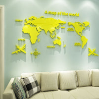 World Map Acrylic 3D Solid Crystal Wall Decoration-Wall Stickers-Golonzo