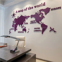 World Map Acrylic 3D Solid Crystal Wall Decoration-Wall Stickers-Golonzo