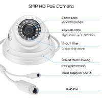 PoE IP Camera 5mp HD Outdoor/indoor Waterproof Infrared Night Vision-Surveillance Cameras-Golonzo