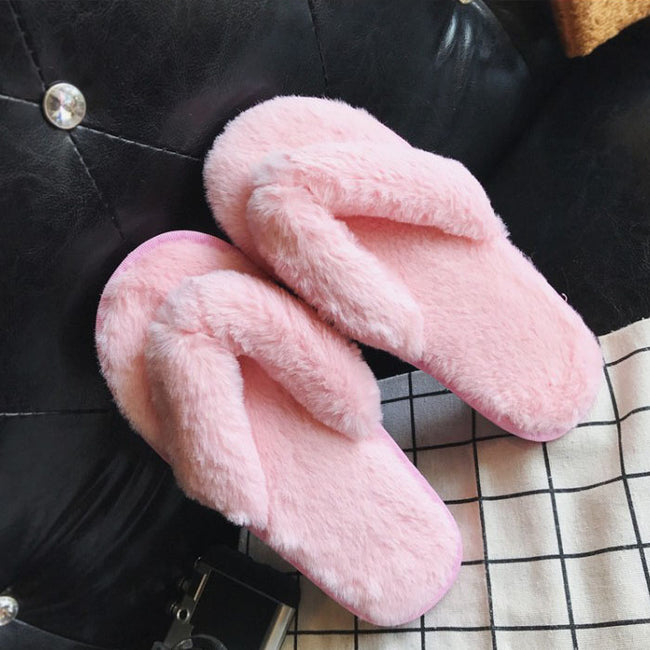 Winter Fashion Women Home Slippers Faux Fur-Women Shoes-Golonzo