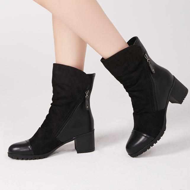 Women High Heel Ankle Winter Boots Suede Leather-Women Shoes-Golonzo