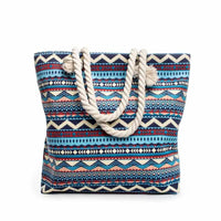 Women Canvas bohemian style striped Shoulder Beach Bag - Female Casual Tote Shopping Big Bag-Handbags-Golonzo