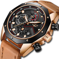 Luxury Quartz Gold Watch - Men Casual Leather Military Sport Wristwatch-Watch-Golonzo
