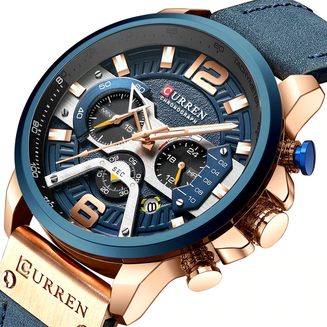 12/6 Men's Watches - Men Casual Leather Waterproof Chronograph Sport Quartz Watch-Watch-Golonzo