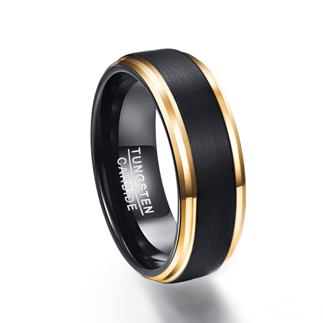 Classic Black-Gold 100% pure Tungsten Rings-ring-Golonzo