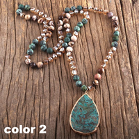 Natural Stones With Semi Precious Pendant Bohemia Necklaces-Necklace-Golonzo