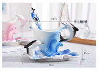 Enamel Coffee Mugs Set With Spoon Dishes-Coffee and Tea Cups-Golonzo