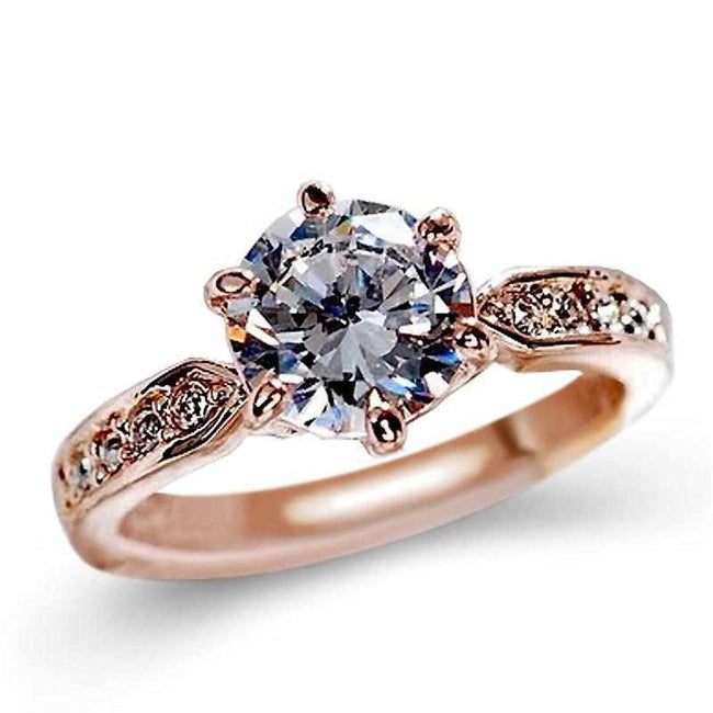 Rose gold color engagement Zircon Rings-ring-Golonzo