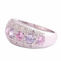 Pink CZ Tourmaline Silver Color Ring-ring-Golonzo