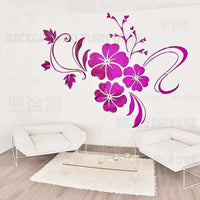 spring nature hibiscus flower mirror decorative wall sticker-wall sticker-Golonzo