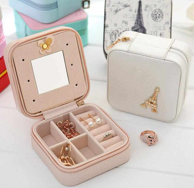 Women's Earring and Jewelry Case With Makeup Mirror-Jewelry Holders-Golonzo