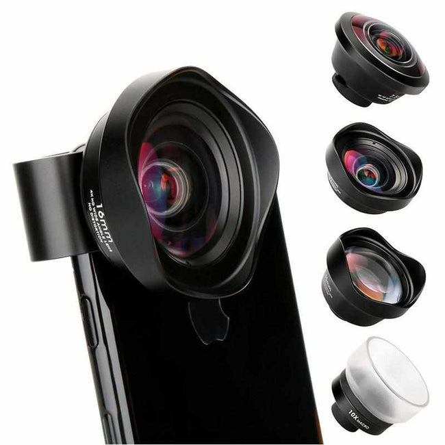 4 in 1 Cell Phone Camera Lens Kit - Wide Angle / Telephoto Lens / Macro Lens / Fisheye Lens for iPhone 6 7 Samsung Galaxy HTC Xiaomi-Mobile Phone Camera Accessories-Golonzo