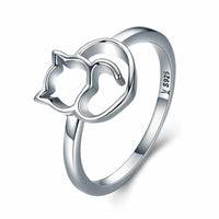 Silver Little Cat & Heart Ring-ring-Golonzo
