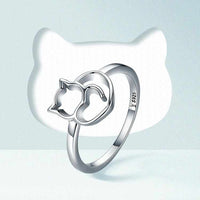 Silver Little Cat & Heart Ring-ring-Golonzo