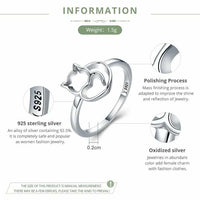 Silver Little Cat & Heart Ring-ring-Golonzo