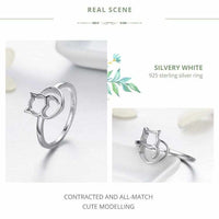 Silver Little Cat & Heart Ring-ring-Golonzo