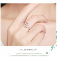 Silver Little Cat & Heart Ring-ring-Golonzo