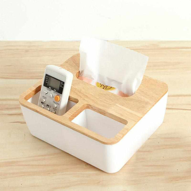 3 Styles Removable Plastic Tissue Box With Oak Wooden Cover-Facial Tissue Holder-Golonzo