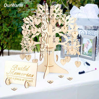 Wedding Guest Book Wooden Hearts Tree-Wedding Ceremony Supplies-Golonzo