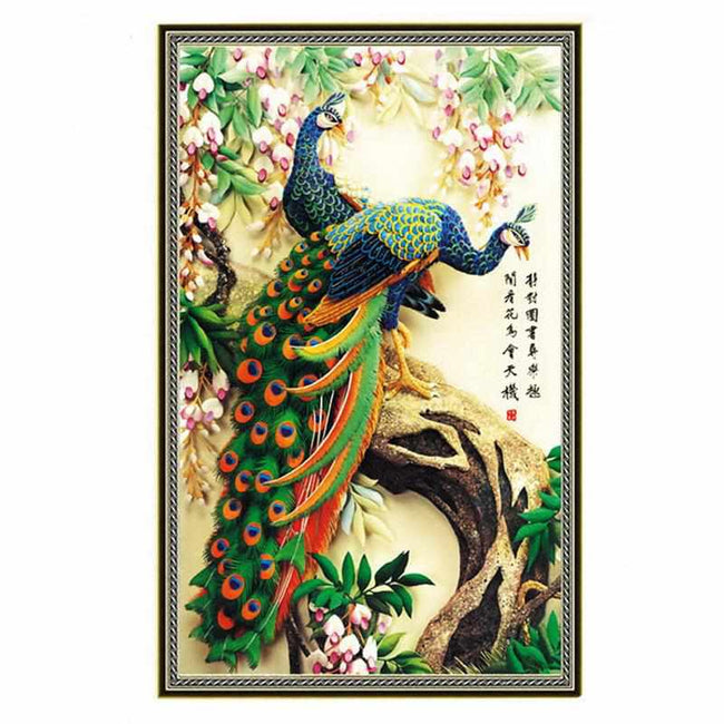 5D Peacock/Cat Diamond Embroidery Painting (with rhinestones need to be pasted)-paint-Golonzo