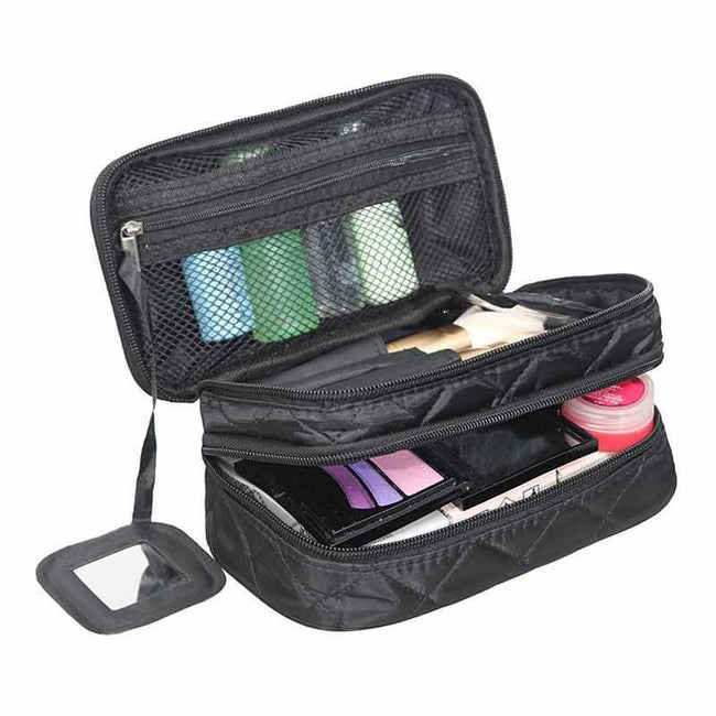Double Layer Cosmetic Bag With a Mirror-Packing Organizers-Golonzo