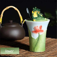 Enamel Coffee Mugs Set With Spoon Dishes-Coffee and Tea Cups-Golonzo