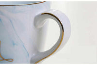 Handpainted Gold Monogram Natural Marble Porcelain Coffee Mug-Coffee and Tea Cups-Golonzo