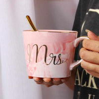 Handpainted Gold Monogram Natural Marble Porcelain Coffee Mug-Coffee and Tea Cups-Golonzo