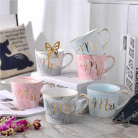 Handpainted Gold Monogram Natural Marble Porcelain Coffee Mug-Coffee and Tea Cups-Golonzo