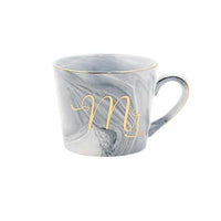 Handpainted Gold Monogram Natural Marble Porcelain Coffee Mug-Coffee and Tea Cups-Golonzo