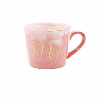 Handpainted Gold Monogram Natural Marble Porcelain Coffee Mug-Coffee and Tea Cups-Golonzo