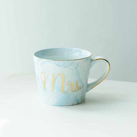 Handpainted Gold Monogram Natural Marble Porcelain Coffee Mug-Coffee and Tea Cups-Golonzo