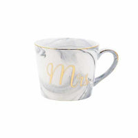 Handpainted Gold Monogram Natural Marble Porcelain Coffee Mug-Coffee and Tea Cups-Golonzo