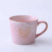 Handpainted Gold Monogram Natural Marble Porcelain Coffee Mug-Coffee and Tea Cups-Golonzo