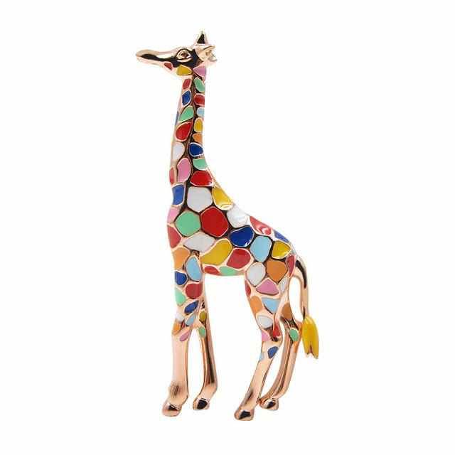 Enamel Giraffe Brooches-Brooches & Lapel Pins-Golonzo
