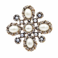 Pearl Cross Baroque Brooches-Brooches & Lapel Pins-Golonzo