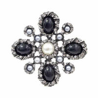 Pearl Cross Baroque Brooches-Brooches & Lapel Pins-Golonzo