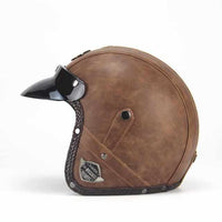 PU Leather 3/4 Vintage Motorcycle Helmet - Include/Exclude Goggle Mask-Motorcycle Helmets-Golonzo