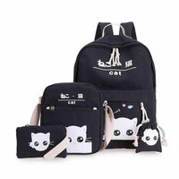 Neko Cat School Bags 4 Pcs/Set - Orthopedic Backpacks for Children-School Bags-Golonzo