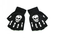 Skeleton Skull Half Finger Gloves Glow In The Dark-Bicycle Gloves-Golonzo